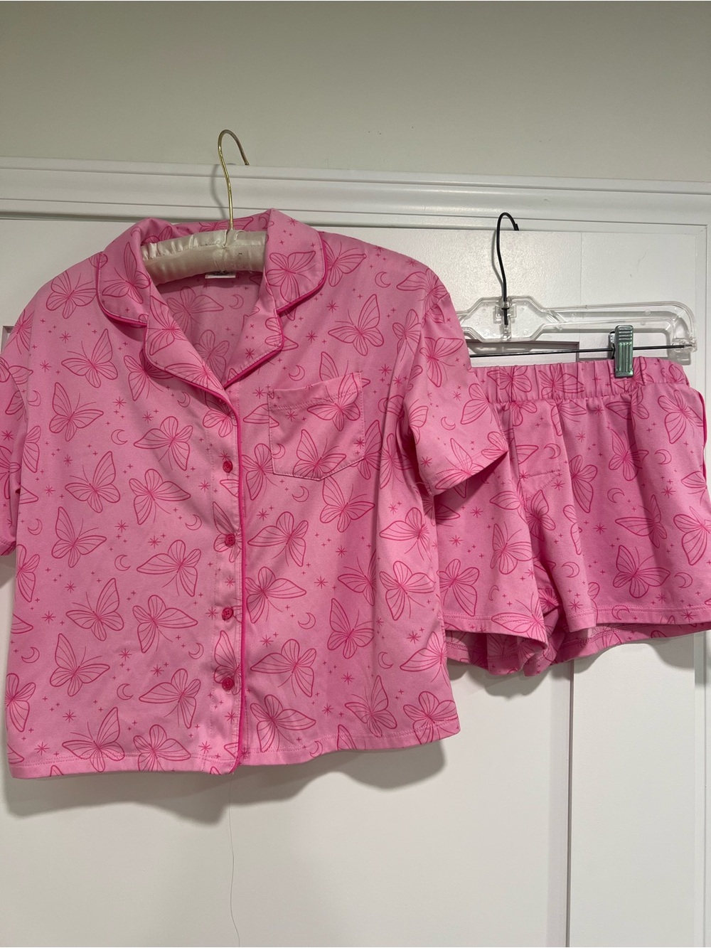 art class Pink Butterfly Short Sleeve Pajama Set size XL (14)